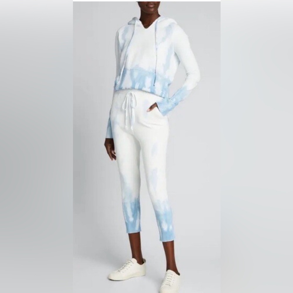 Nili Lotan White and Light Blue Tie-Dye Track Joggers